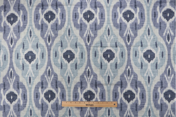 Sample of Belle Maison Hawkins Printed Drapery Fabric in Delft 