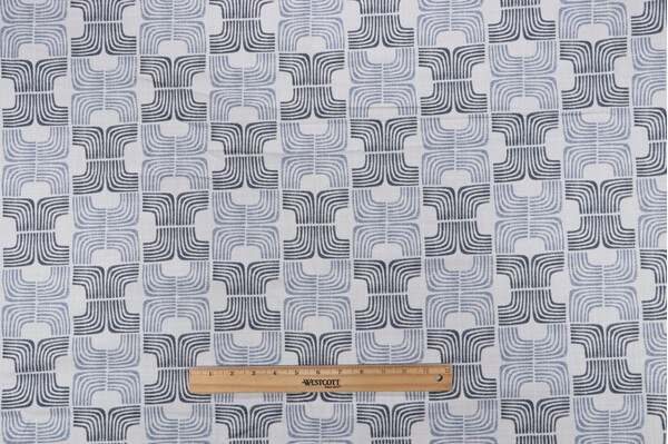 Belle Maison Arlo Printed Cotton Drapery Fabric in Denim 