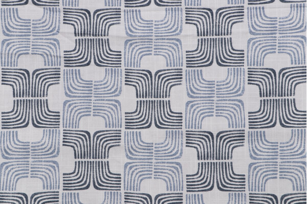 Belle Maison Arlo Printed Cotton Drapery Fabric in Denim 