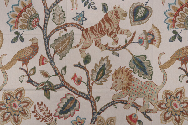 Belle Maison Campbell Printed Linen Blend Drapery Fabric in Golden 
