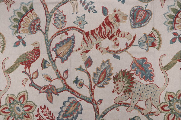 Belle Maison Campbell Printed Linen Blend Drapery Fabric in Colonial 