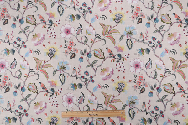 Belle Maison Winifred Printed Cotton Drapery Fabric in Sorbet 