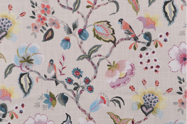 Belle Maison Winifred Printed Cotton Drapery Fabric in Sorbet 