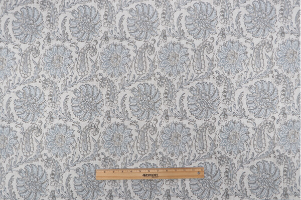 Belle Maison Juliana Printed Cotton Drapery Fabric in Seamist 