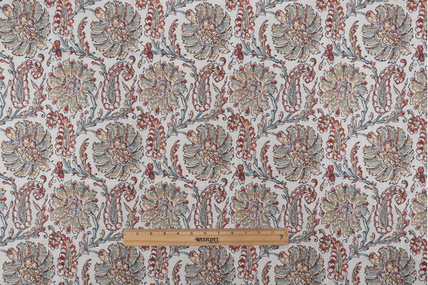 Belle Maison Juliana Printed Cotton Drapery Fabric in Paprika 
