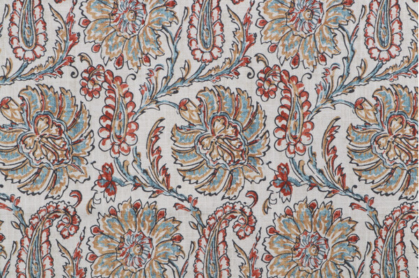 Belle Maison Juliana Printed Cotton Drapery Fabric in Paprika 