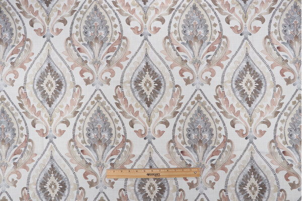 Sample of Belle Maison Reece Printed Cotton Drapery Fabric in Sienna 