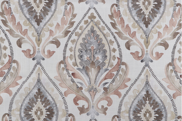 Sample of Belle Maison Reece Printed Cotton Drapery Fabric in Sienna 