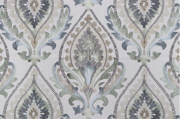 Belle Maison Reece Printed Cotton Drapery Fabric in Leaf 