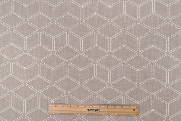 Valiant Fabrics Optic Embroidered Drapery Fabric in Grey 