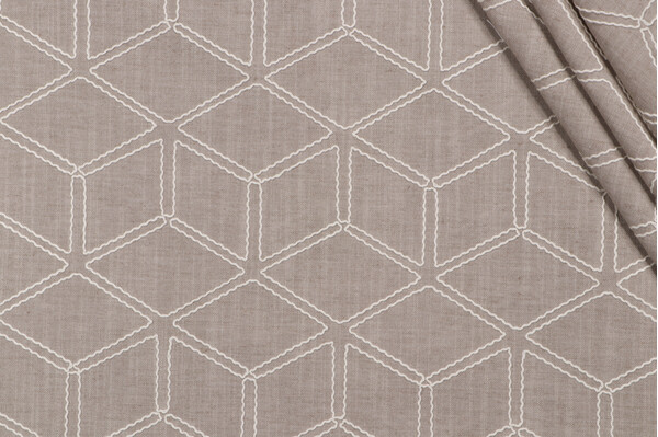 Valiant Fabrics Optic Embroidered Drapery Fabric in Grey 