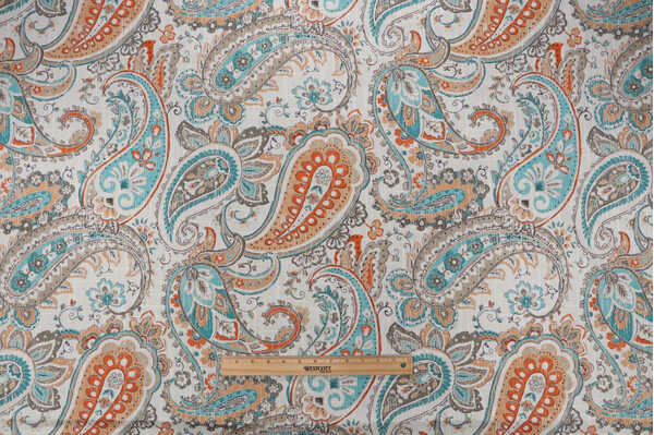 Mill Creek Paisley Printed Drapery Fabric in Summer