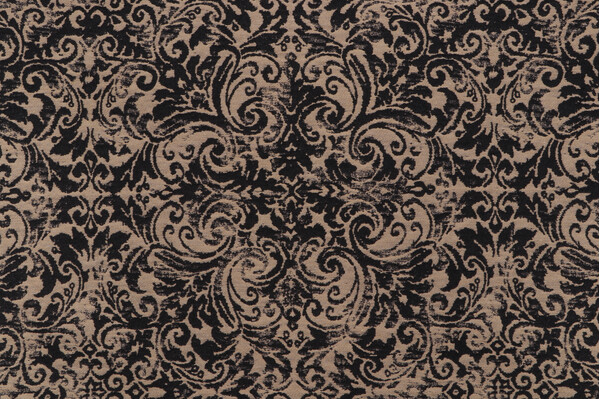 Covington Pricilla Damask Upholstery Fabric in 936-Black Tan