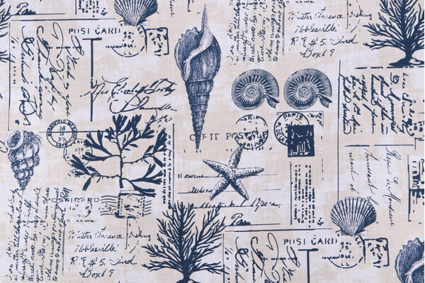 Click for 1 Yards Covington Seaside Printed Slubbed Cotton Drapery Fabric in 56-Mariner Covington Seaside Printed Slubbed Cotton Drapery Fabric in 56-Mariner
