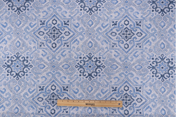Covington Becca Printed Cotton Drapery Fabric in 51-Denim
