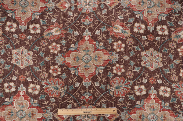 Covington Bettina Printed Linen Blend Drapery Fabric in 663-Espresso
