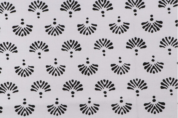 Belle Maison Nell Printed Cotton Drapery Fabric in Domino 