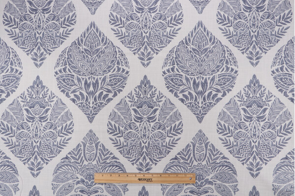 Belle Maison Suniva Printed Cotton Drapery Fabric in Delft 