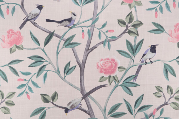 Belle Maison Lisette Printed Cotton Drapery Fabric in Petal 