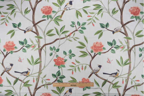 Belle Maison Lisette Printed Cotton Drapery Fabric in Spring 