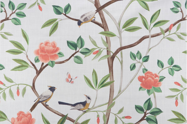 Belle Maison Lisette Printed Cotton Drapery Fabric in Spring 