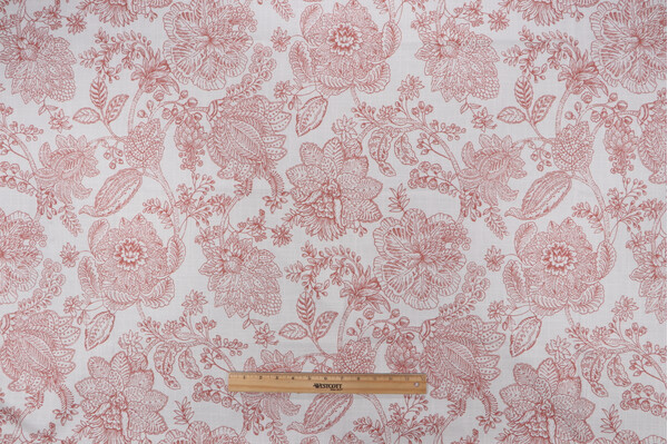 Belle Maison Glenda Printed Cotton Drapery Fabric in Coral 