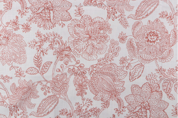 Belle Maison Glenda Printed Cotton Drapery Fabric in Coral 