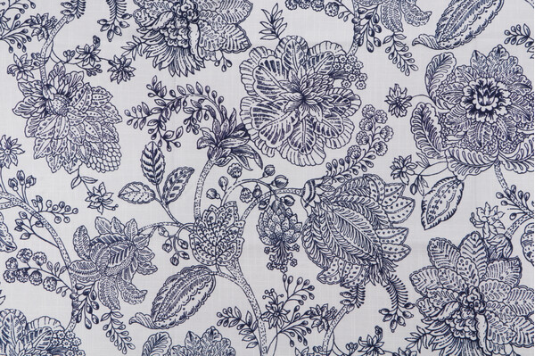 Belle Maison Glenda Printed Cotton Drapery Fabric in Indigo 