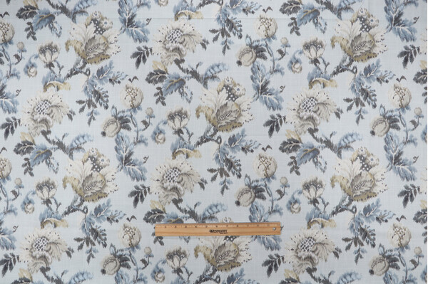 Belle Maison Celeste Printed Cotton Drapery Fabric in Mist 