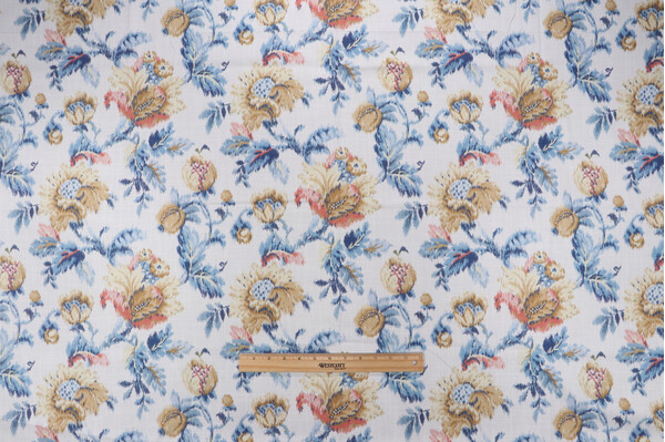 Belle Maison Celeste Printed Cotton Drapery Fabric in Provence 