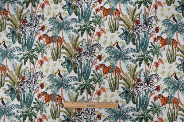 Sample of Belle Maison Azula Printed Cotton Drapery Fabric in Tropics 