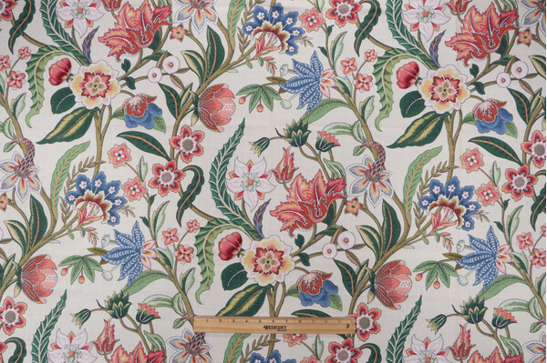Belle Maison Eliza Printed Cotton Drapery Fabric in Spring 