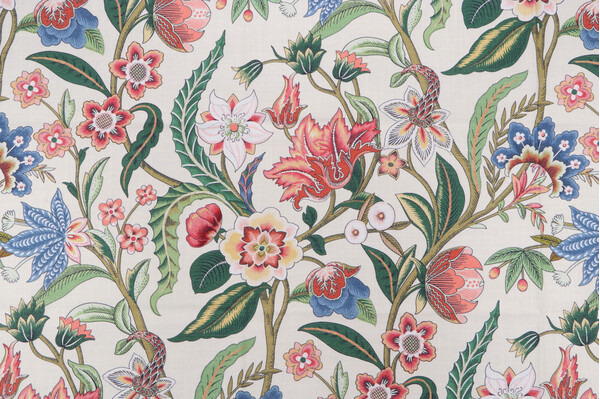 Belle Maison Eliza Printed Cotton Drapery Fabric in Spring 