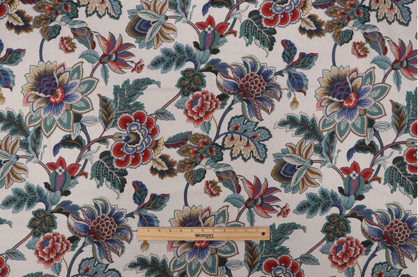 Belle Maison Dominique Printed Linen Blend Drapery Fabric in Colonial 