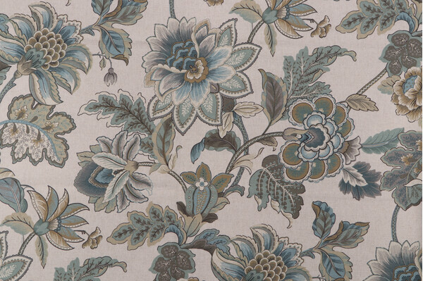 Belle Maison Dominique Printed Linen Blend Drapery Fabric in Mist 