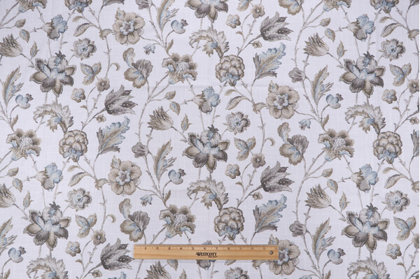Belle Maison Bartlett Printed Cotton Drapery Fabric in Ecru 