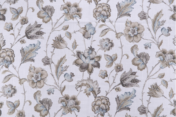 Belle Maison Bartlett Printed Cotton Drapery Fabric in Ecru 
