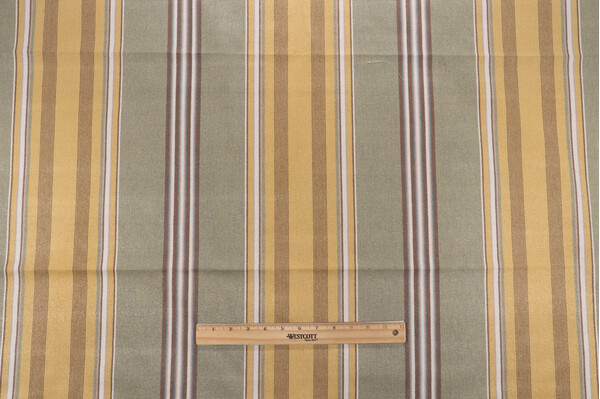 1 Yard Grey Watkins Lucky Stripe Grospoint Velvet Upholstery Fabric in Spruce/Gold