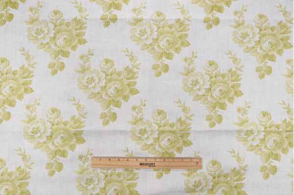 Scalamandre Printed Linen Drapery Fabric in Lime