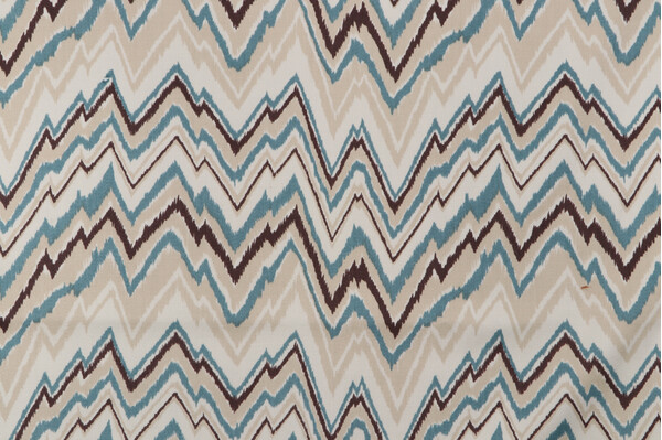 Fonthill Alexander Flame Printed Wool Drapery Fabric in Blue & Hazel