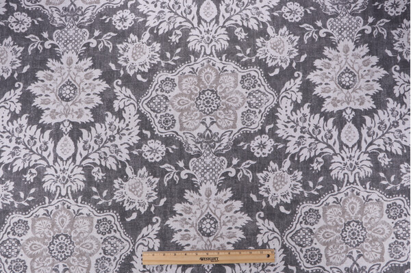 Magnolia Home Belmont Printed Cotton Drapery Fabric in Metal