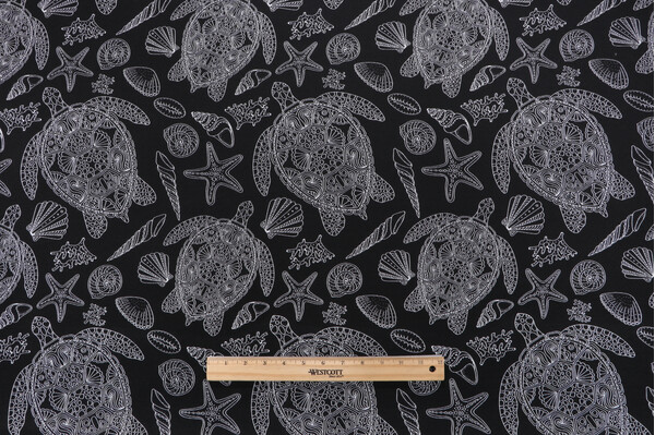 Terrasol-Turtle Beach Printed Outdoor Fabric in Ebony