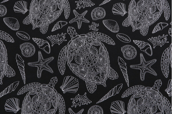 Terrasol-Turtle Beach Printed Outdoor Fabric in Ebony
