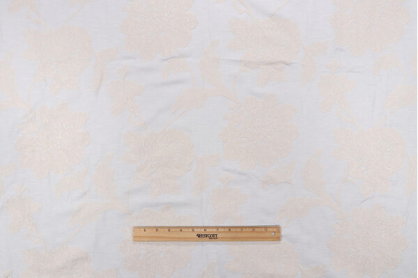 Valiant Fabrics Arras Embroidered Drapery Fabric in Porcelain 
