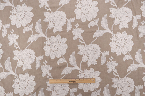 Valiant Fabrics Arras Embroidered Drapery Fabric in Linen 