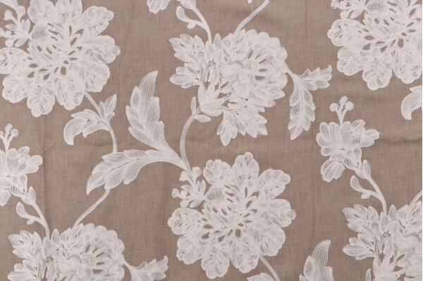 Valiant Fabrics Arras Embroidered Drapery Fabric in Linen 