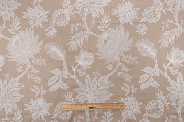 Valiant Fabrics Brookhaven Embroidered Drapery Fabric in Natural 