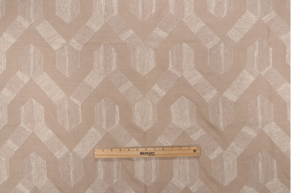 Sample of Valiant Fabrics Lexia Embroidered Drapery Fabric in Fawn 