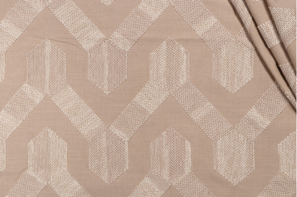Sample of Valiant Fabrics Lexia Embroidered Drapery Fabric in Fawn 