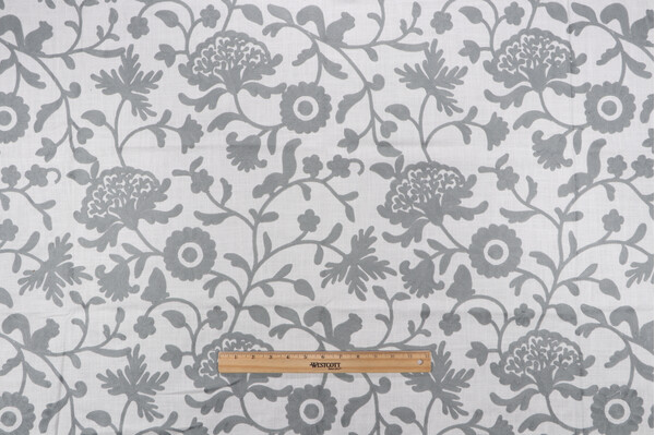 Sample of Valiant Fabrics Raylin Embroidered Drapery Fabric in Cadet 